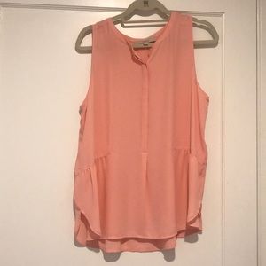 LOFT CORAL PEPLUM BLOUSE